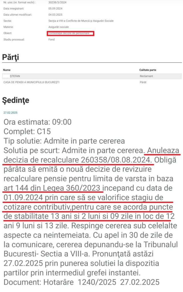 Contestatie La  Decizia De Recalculare A Pensiei 