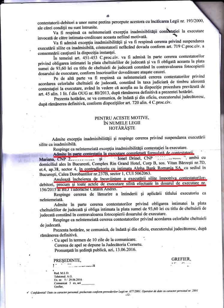 Anulare executare Barbu Mariana