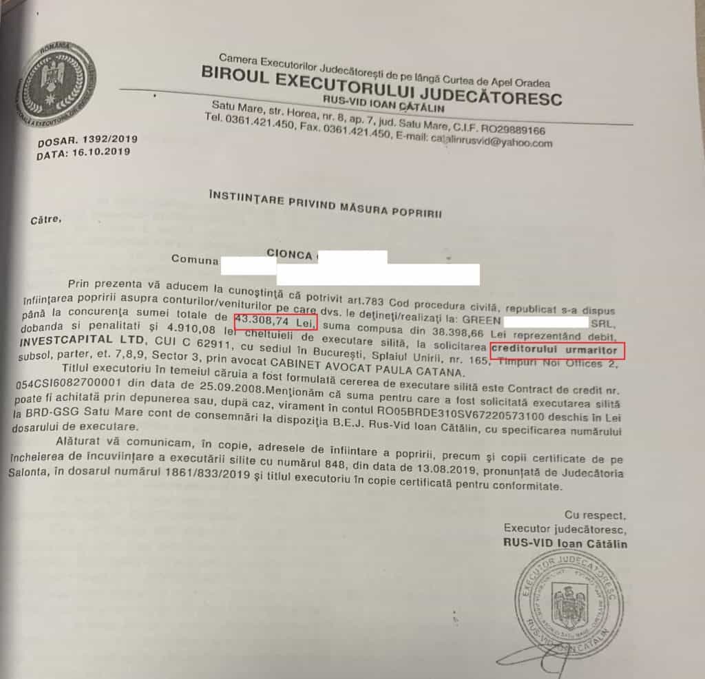 Somatie De Executare Silita