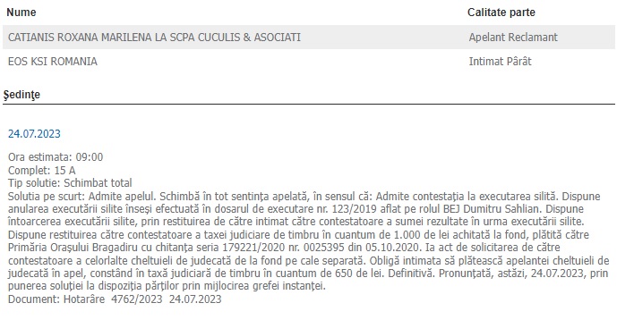 executat silit de eos ksi
