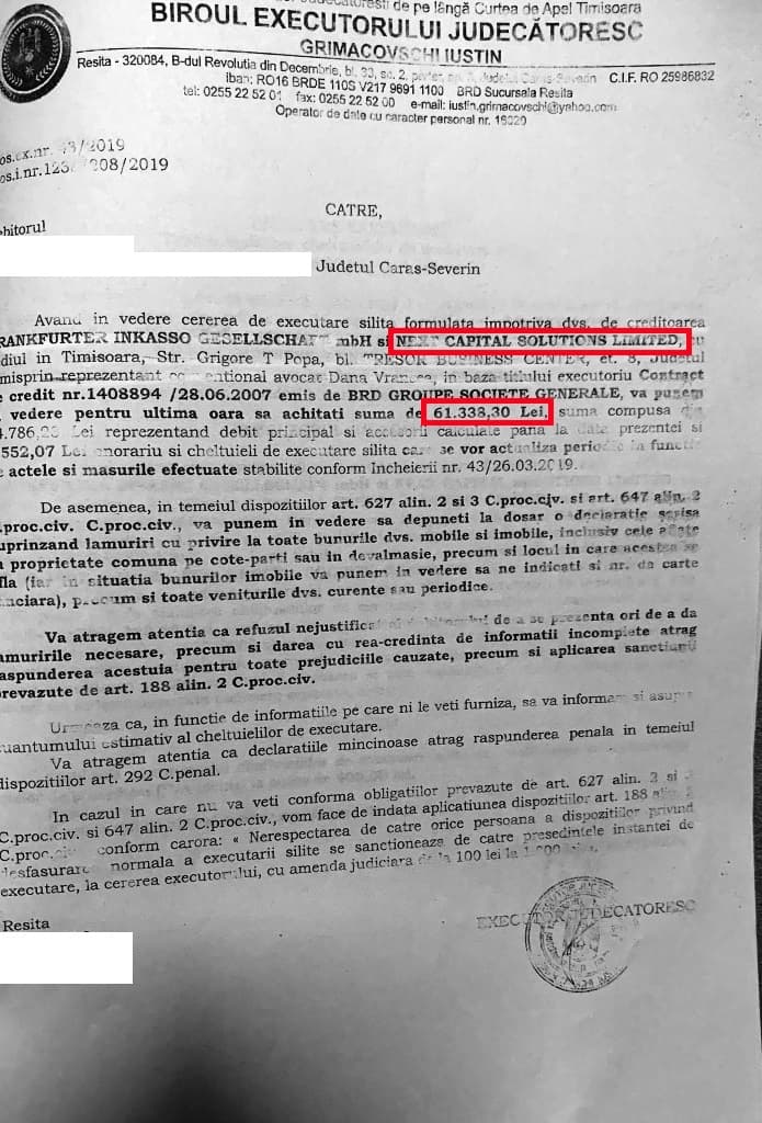 Executare Silita Next Capital