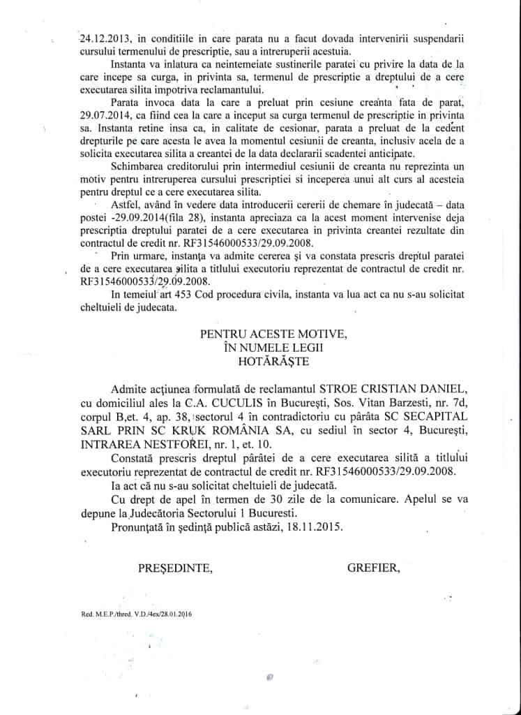 constatare prescriptie