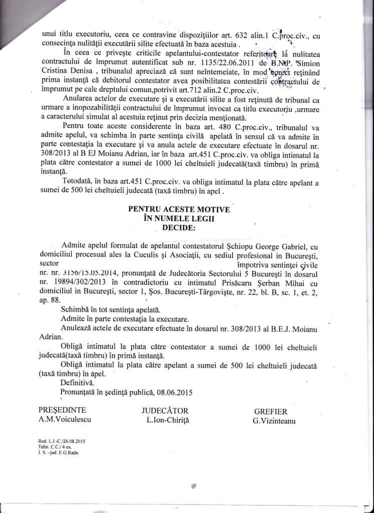 Anulare contract executare silita