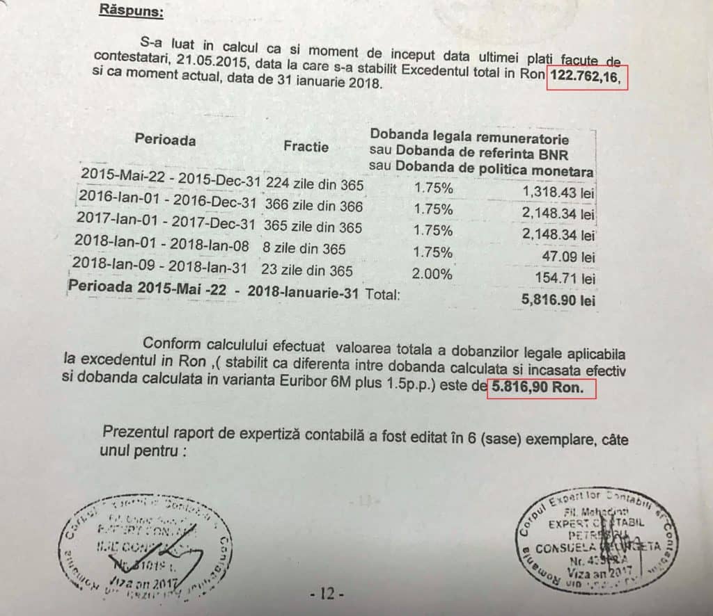obligarea bancii la plata dobanzii legale