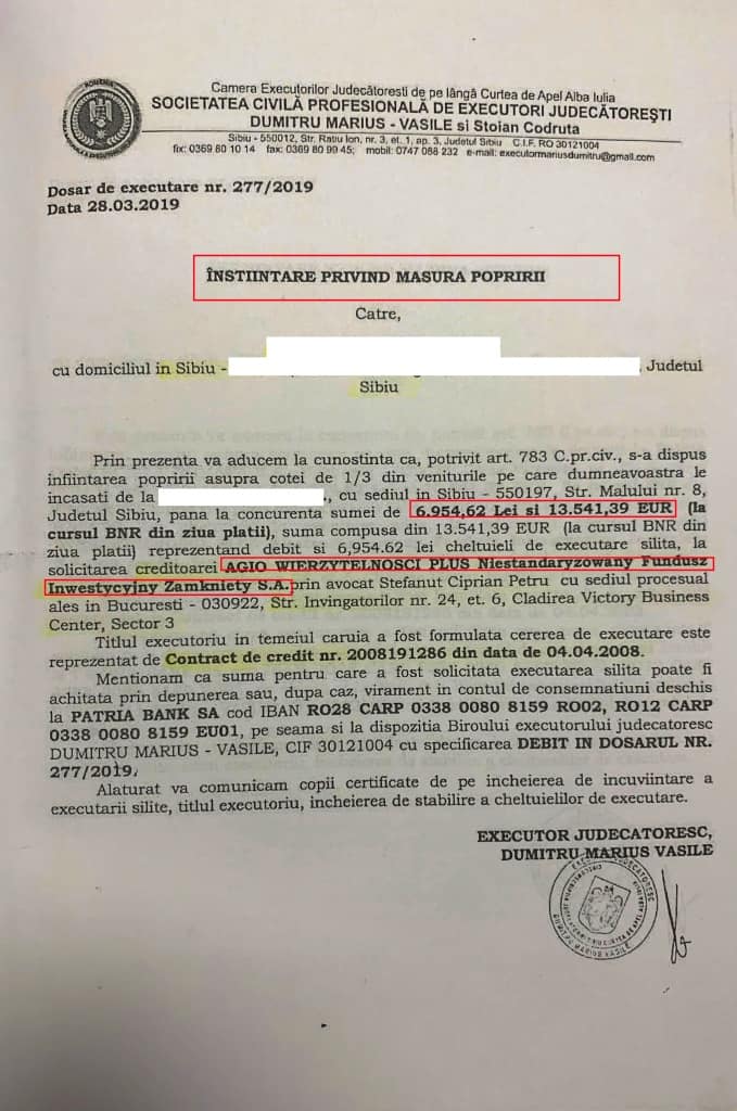 Executat Silit De Agio Wierzytelnosci Plus