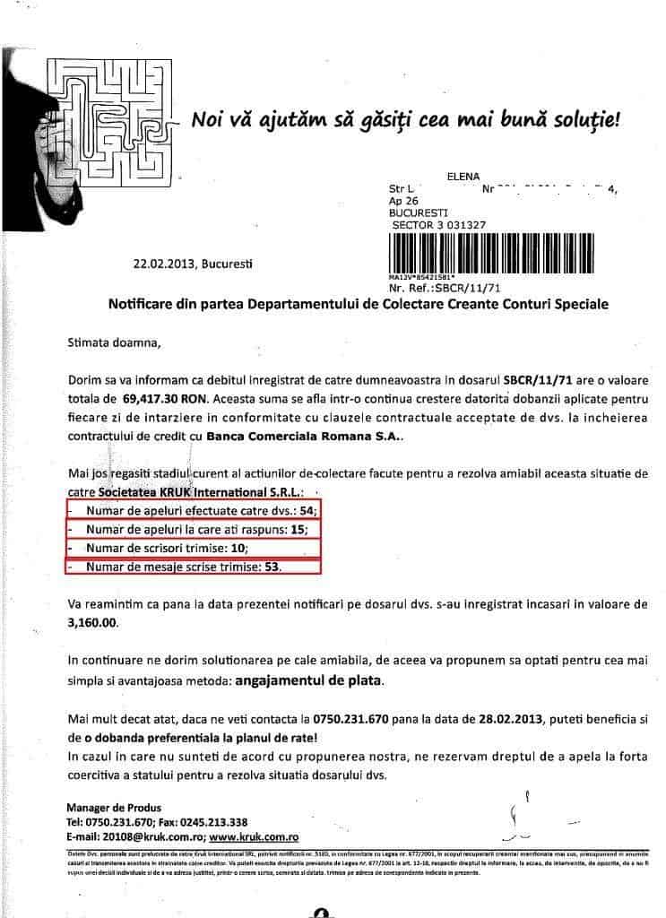 Kruk Romania abuzuri - contestati executarea - anulati poprirea