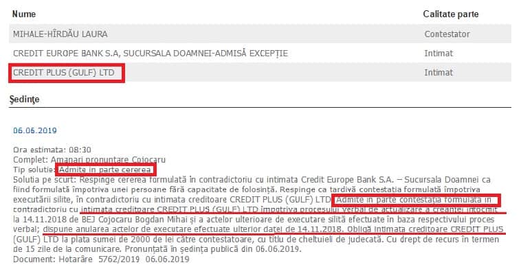 Actualizare Debit