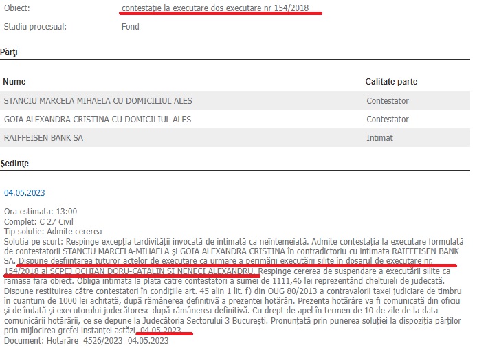 exceptia perimare executare silita termen invocare