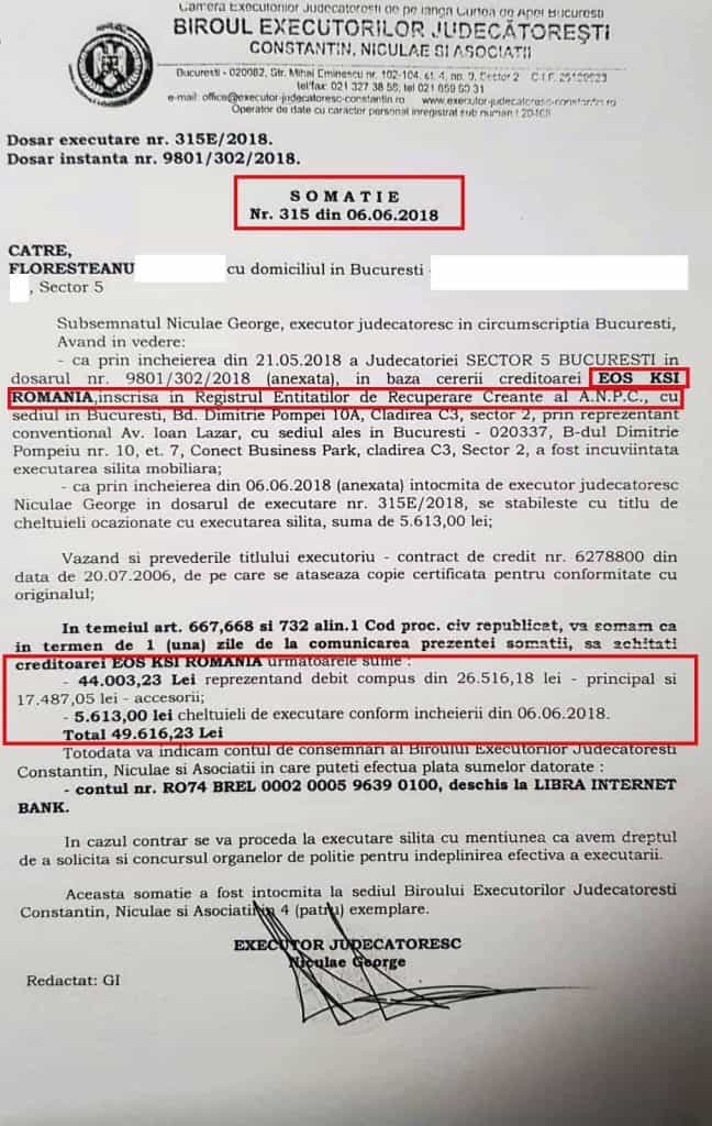 Executare Silita Eos Ksi