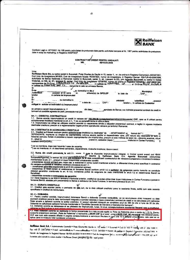 contract bancar raiffeisen dobanda