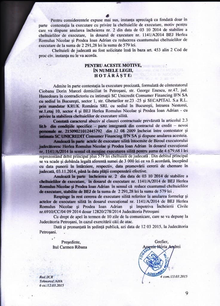 anulare executare kruk