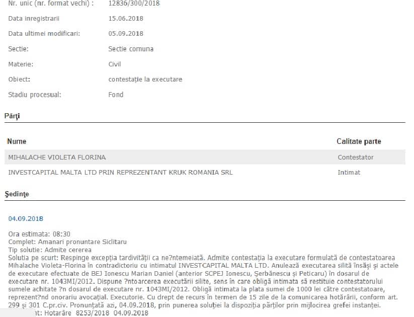 Executat De Investcapital Executat De Investcapital Perimarea Executarii