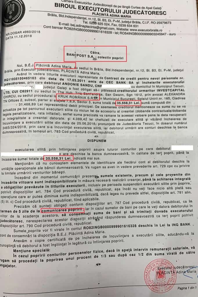 Poprirea Conturilor Persoanei Fizice