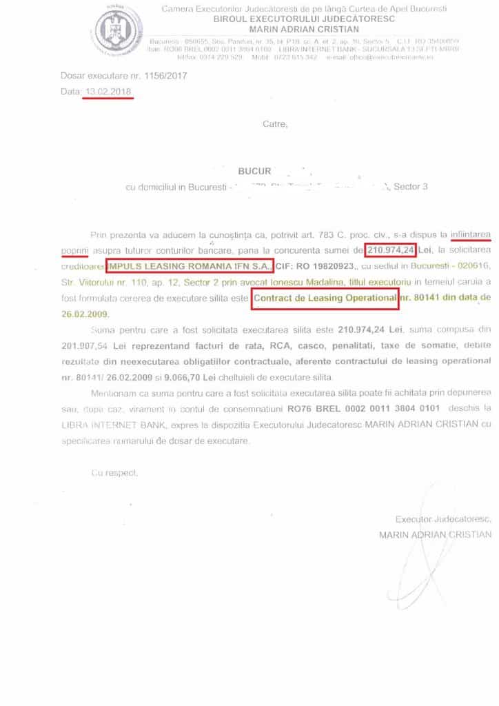 Contestatie La Executare Impotriva Impuls Leasing