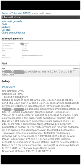 sentinta reabilitare