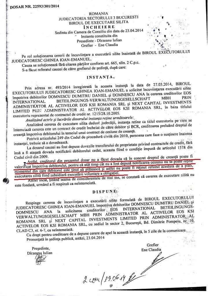 incuviintarea executarii silite